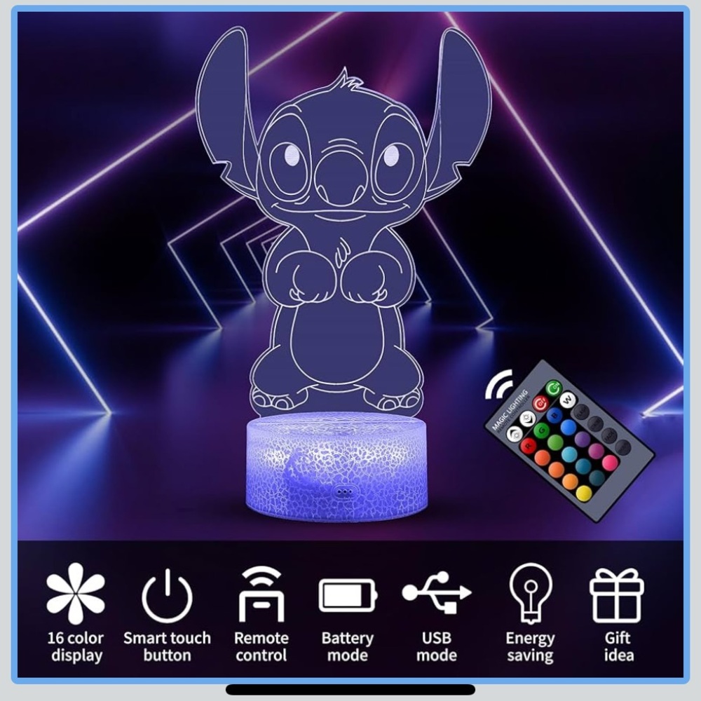 3D Stitch Lamp Led Night Light Dimmable Lamp Room Decor kids Bedrooms 16 Colors